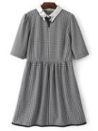 Romwe White And Black Embroidered Knotted Dress