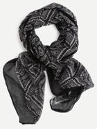 Romwe Black Spiral Print Voile Scarf