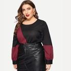 Romwe Plus Two Tone Blouse