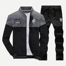 Romwe Men Letter Embroidered Sweatshirt With Pants