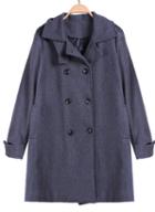 Romwe Double Breasted Loose Grey Coat