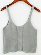 Romwe Spaghetti Strap Cable Knit Grey Cami Top