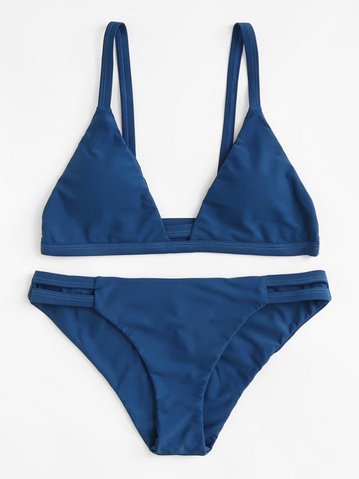 Romwe Ruched Detail Bikini Set