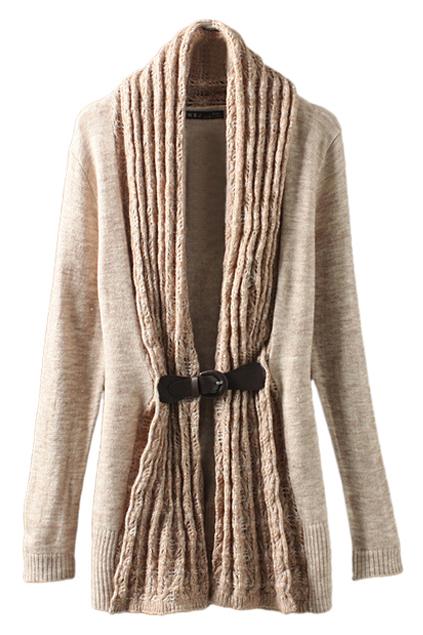Romwe Pin Buckled Open Front Cardigan