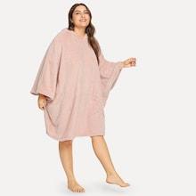 Romwe Plus Batwing Sleeve Hooded Plush Dress