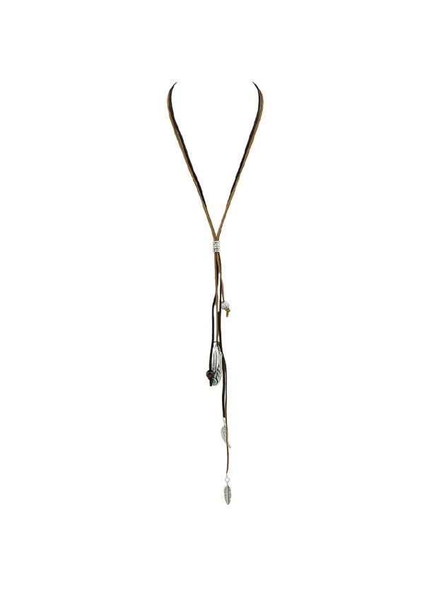 Romwe Ethnic Brown Coffe Long Leather Multi Layer Chain Necklace