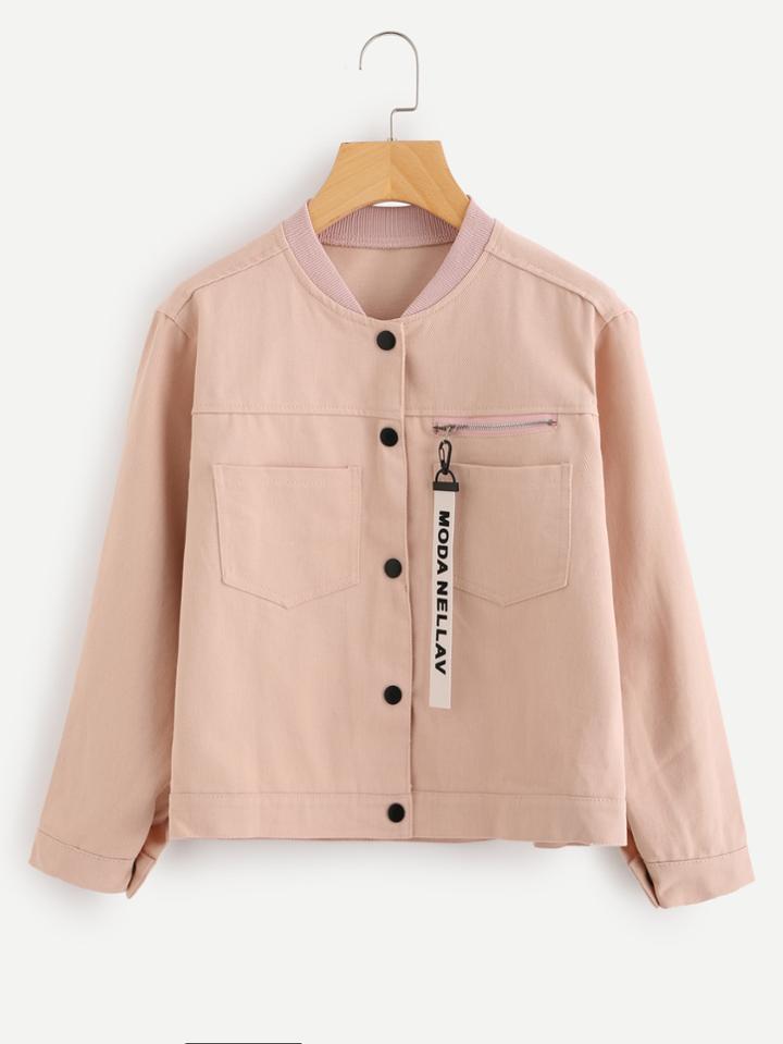 Romwe Strap Detail Pocket Jacket