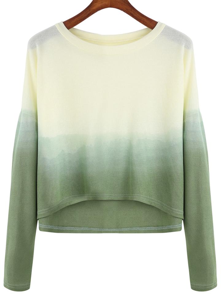 Romwe Ombre High Low Sweatshirt