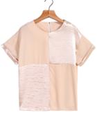 Romwe Round Neck Contrast Brilliant Apricot Blouse