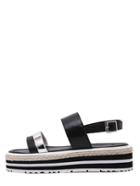 Romwe Black Peep Toe Buckle Strap Thick-soled Sandals