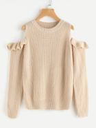 Romwe Frilled Open Shoulder Jumper