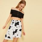 Romwe Graphic Print Button And Pocket Detail Skirt