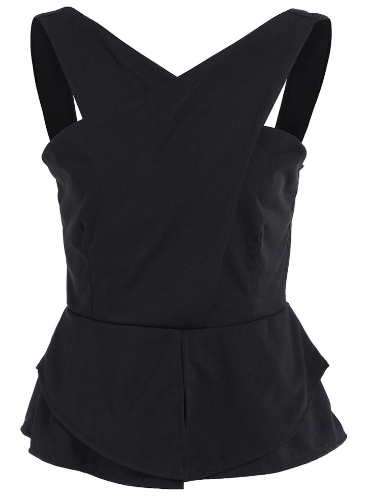 Romwe V Neck Peplum Hem Vest