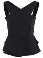 Romwe V Neck Peplum Hem Vest