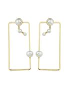 Romwe Gold Color Pearl Big Square Shape Stud Earrings