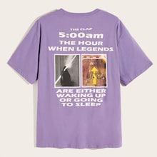Romwe Guys Letter And Picture Print Tee