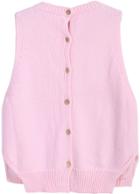Romwe Buttons Pockets Knit Pink Sweater Vest