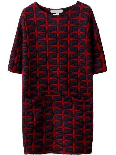 Romwe 3/4 Sleeve Stars Pattern Dress