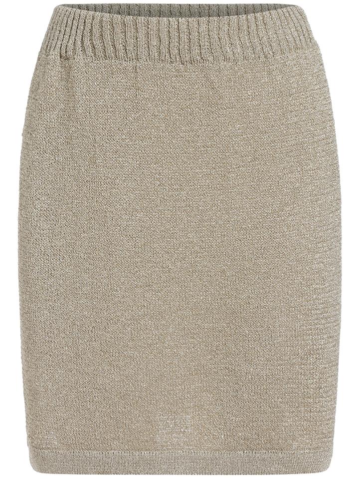 Romwe Knit Bodycon Gold Skirt