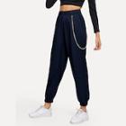 Romwe Elastic Waist And Hem Chain Embellished Pants