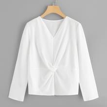 Romwe Twist Front V Neck Blouse