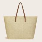 Romwe Solid Straw Tote Bag