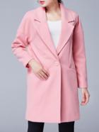 Romwe Single Button Pockets Pink Coat