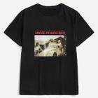 Romwe Guys Figure And Letter Print Tee