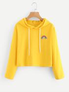 Romwe Rainbow Embroider Patch Hoodie