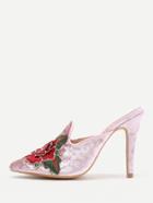 Romwe Flower Embellished Stiletto Mules  10.5/ 0.5