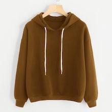 Romwe Drop Shoulder Drawstring Detail Hoodie