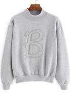 Romwe B Embroidered Crop Sweatshirt
