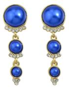 Romwe Blue Long Hanging Pearl Earrings