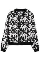 Romwe Floral Print Black Jacket