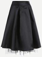 Romwe Black A Line Skirt With Zipper