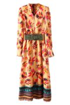 Romwe Bohemia Style Aztec Lower Orange Dress