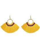 Romwe Yellow Boho Fan Shaped Earrings Ethnic Style Tassel Big Earrings
