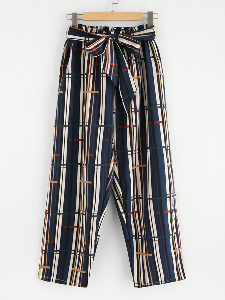 Romwe Self Tie Waist Pants