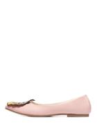 Romwe Pink Embroidered Tiger Pointy Toe Flats