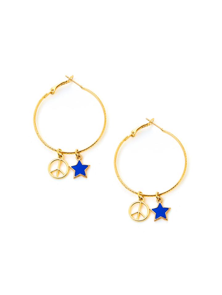 Romwe Star Detail Open Hoop Earrings