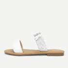 Romwe Leaf Design Pu Flat Sandals