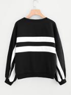 Romwe Contrast Panel Drop Shoulder Pullover