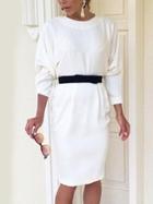Romwe Round Neck Open Back White Dress