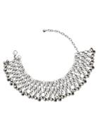 Romwe Silver Layered Anklet With Bells