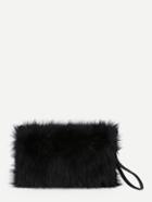Romwe Faux Fur Overlay Clutch Bag