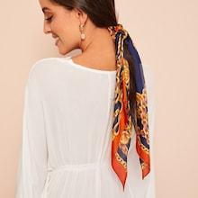 Romwe Chain Print Scrunchie Scarf