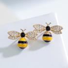 Romwe Rhinestone Detail Bee Shaped Stud Earrings