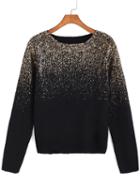 Romwe Round Neck Ombre Gold Sweater