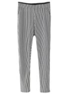 Romwe Black White Middle Vertical Stripe Pockets Harem Pants