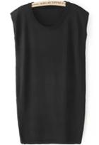 Romwe Knit Side Split Sun Black Dress